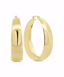 Blankpolerede chunky hoops i PVD‑guldbelagt rustfrit stål.
