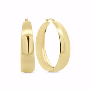 Blankpolerede chunky hoops i PVD‑guldbelagt rustfrit stål.
