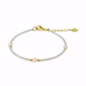 Armbånd med prehnite sten og perler - CO88