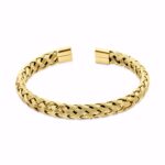 Flettet armring i guldfarvet rustfrit stål.