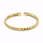 Flettet armring i guldfarvet rustfrit stål.