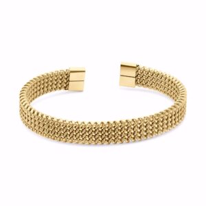 Flettet armring i guldfarvet rustfrit stål.