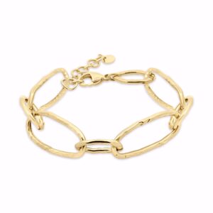 Struktureret kædearmbånd i guldfarvet rustfrit stål.