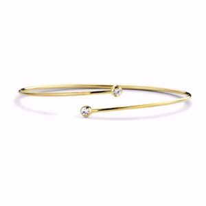 Tynd Guldarmring i rustfrit stål med klare zirkonia.