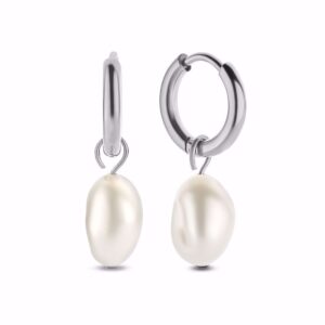 Creoler i rustfrit stål med barok perle.