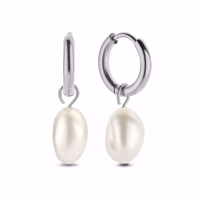 Creoler i rustfrit stål med barok perle.