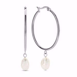 Creoler i rustfrit stål med barok perle.