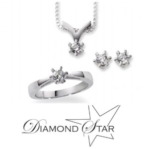 Diamant ørestikker 14 kt rødguld & hvidguld - Diamond Star ombytningsserie