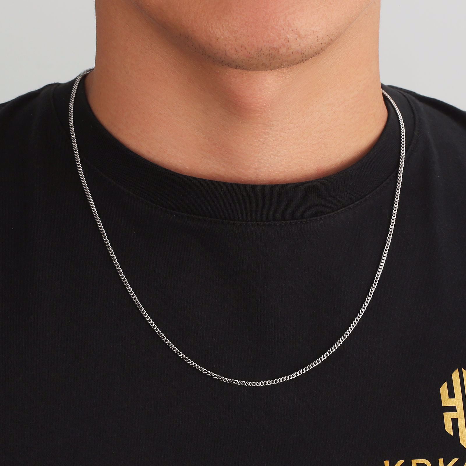 Halskæde 2mm panser i stål – 45cm/50cm/55cm/60cm - Billede 2