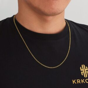 Halskæde 2mm panser i guldfarvet stål – 45cm/50cm/55cm/60cm