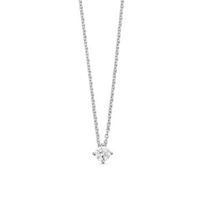 Sølvhalskæde i rhodineret 925 sterling sølv med klar zirkonia i 4‑grabs fatning.
