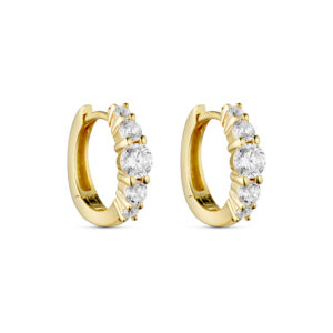 Forgyldte creoler i 925 sterling sølv med klare zirkonia.