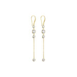 Forgyldte øreringe i 925 sterling sølv med klare zirkonia og kæde. 6,8 cm.