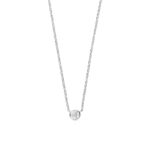 Rhodineret halskæde i 925 sterling sølv med klar zirkonia. 42+3 cm.