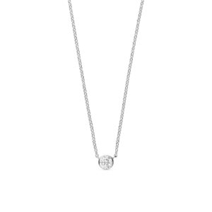 Rhodineret halskæde i 925 sterling sølv med klar zirkonia. 42+3 cm.