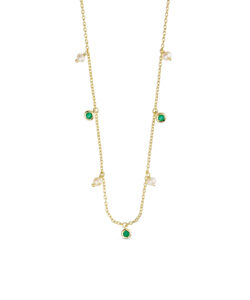 Forgyldt halskæde med perler og zirkonia – Seville Jewelry