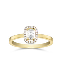 Forgyldt ring i 925 sterling sølv med klare zirkonia fra Guld & Sølv Design.