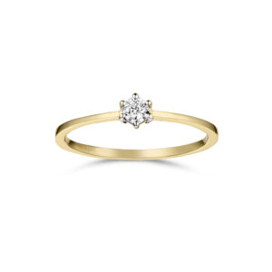 Diamantring i 8 karat guld med 0,05 ct diamant og 6 grabber.