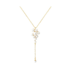 Forgyldt halskæde i 925 sterling sølv med perler fra Aqua Dulce.