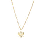 Halskæde i forgyldt 925 sterling sølv med sløjfevedhæng og 5 mm marguerit, 45/48 cm.