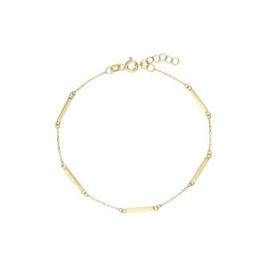 Armbånd i 8 karat guld med smalle pinde mellem kæden.