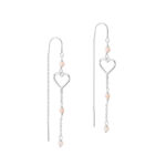 ALMA ørekæder i 925 sterling sølv med hjerte og rosa perle fra Aqua Dulce.