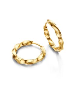 LINDA hoops i forgyldt 925 sterling sølv, 20 mm, med snoet design.