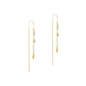 Sinna ørekæder i forgyldt 925 sterling sølv med blå sten og rustikke plader.