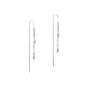 Sinna ørekæder i 925 sterling sølv med blå sten og rustikke plader.