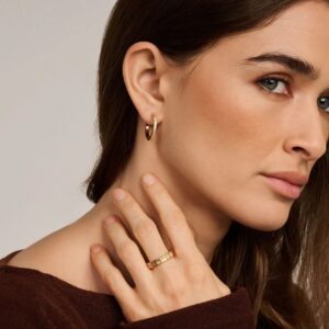 Canis Hoop øreringe i forgyldt 925 sterling sølv, 20 mm, med struktureret overflade.