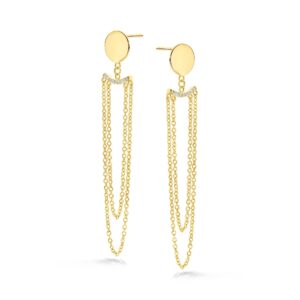 Dancer øreringe i forgyldt 925 sterling sølv med klare zirkonia og kæder.