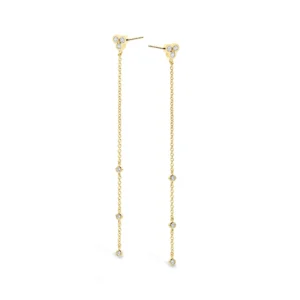 Alma øreringe i forgyldt 925 sterling sølv med klare zirkonia og kædedetaljer.