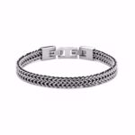 Herrearmbånd i stål med rævehale‑mønster, 21 cm, fra frank1967.