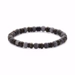 Herrearmbånd i onesize med 6 mm grå spectrolite (labradorit) sten fra frank1967.