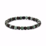 Herrearmbånd i onesize med 6 mm grønne natursten fra frank1967.
