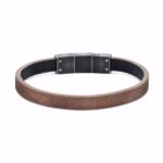 Herrearmbånd i brunt læder med sort stållås fra frank1967.