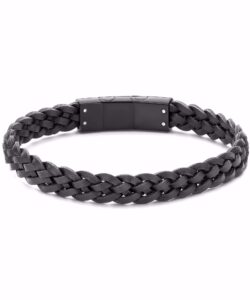 Sort læderarmbånd — råt, enkelt og med sort lås.