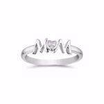 Rhodineret MOM‑ring med hjerte og klar zirkonia.