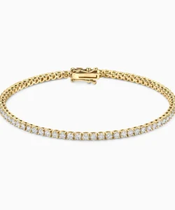 Tennisarmbånd i 14 kt guld med lab‑grown diamanter.