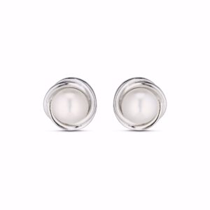 Sølv ørestikker med ferskvandsperle 8 mm fra Guld & Sølv Design
