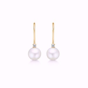 Perleøreringe – forgyldt 925 sterling sølv – 20 mm – klar zirkonia