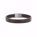 Brunt flettet herre læder armbånd 21 cm fra Frank1967