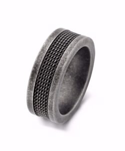 Mørkegrå herre stålring med mesh design 8 mm fra Frank1967