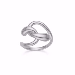Rhodineret ring i 925 sterling sølv med sammenflettet design fra Guld & Sølv Design