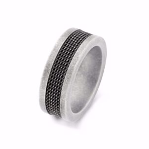 Herre stålring med mørkt mesh design 8 mm fra Frank1967