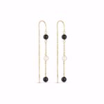 Zita kæde øreringe i forgyldt 925 sterling sølv med sort onyx og hvid perle fra Seville Jewelry