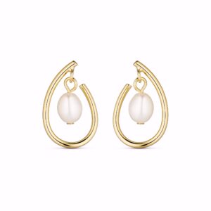 Perle øreringe i forgyldt 925 sterling sølv med ferskvandsperle fra Seville Jewelry