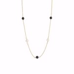 Zita halskæde i forgyldt 925 sterling sølv med sort onyx og ferskvandsperler fra Seville Jewelry