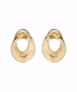Ørestikker i forgyldt 925 sterling sølv med klar zirkonia fra Guld & Sølv Design