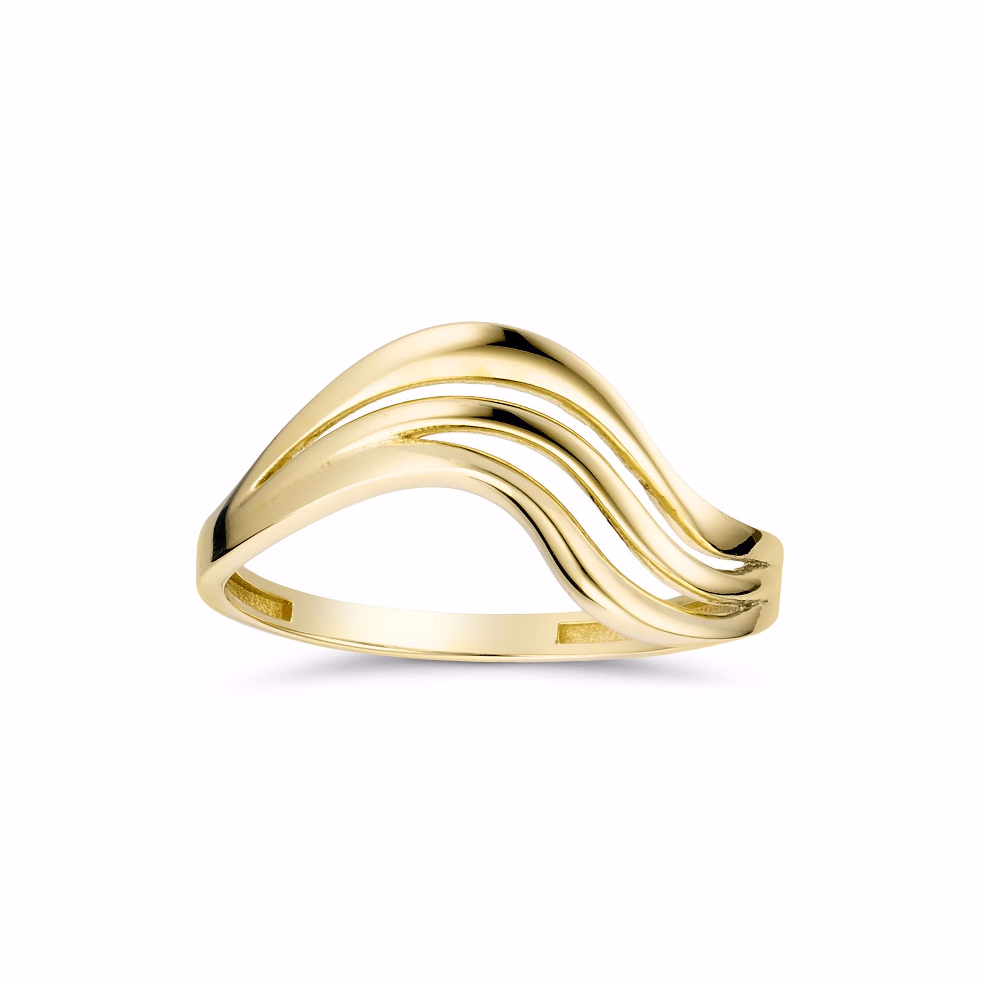 Guldring i 8 kt guld med bølget design fra Guld & Sølv Design